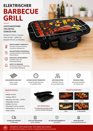 Elektrischer barbecue grill - barbecue,